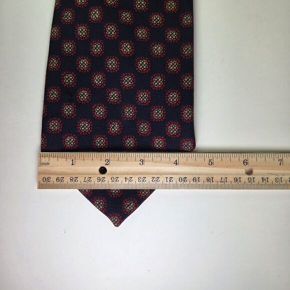 Dayton's Northbriar Shop Wool Challis Tie Navy Red Medallion Vintage 4.5"x55" - Picture 8 of 8